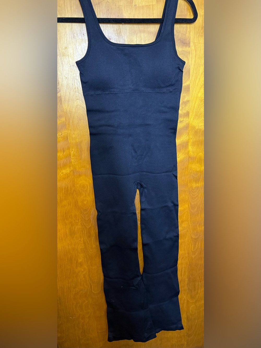NWT OQQ Ribbed Seamless Flare Jumpsuit Black Size M